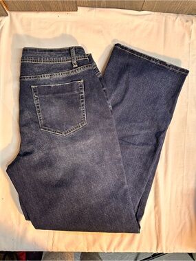 Flamingals Dark Wash Jeans Size L High Rise Stretch Denim NWT